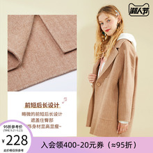 Puella小个子毛呢外套女中长款赫本过膝冬季双面呢羊毛呢子大衣