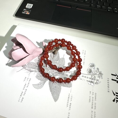 天然红玛瑙手串双圈手链许妍同款