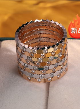 蜂巢排戒男女纯银百搭组合戒指