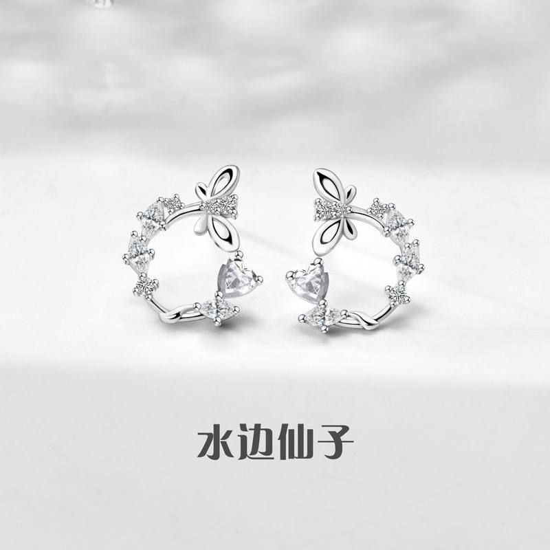 原创新品水边仙子s925纯银蝴蝶耳钉女ins风小众设计耳饰时尚饰品