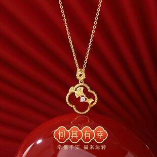 原创纯银S925红玛瑙银杏叶项链何其有幸轻奢幸运个性锁骨链代发