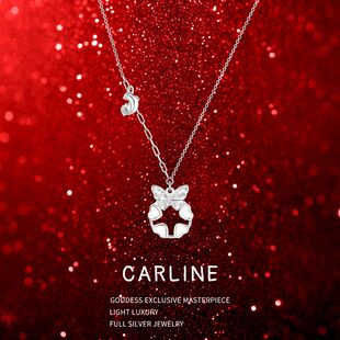 蝴蝶爱心碎冰冰纯银项链女款足银海豚之恋小众锁骨链七夕生日礼物