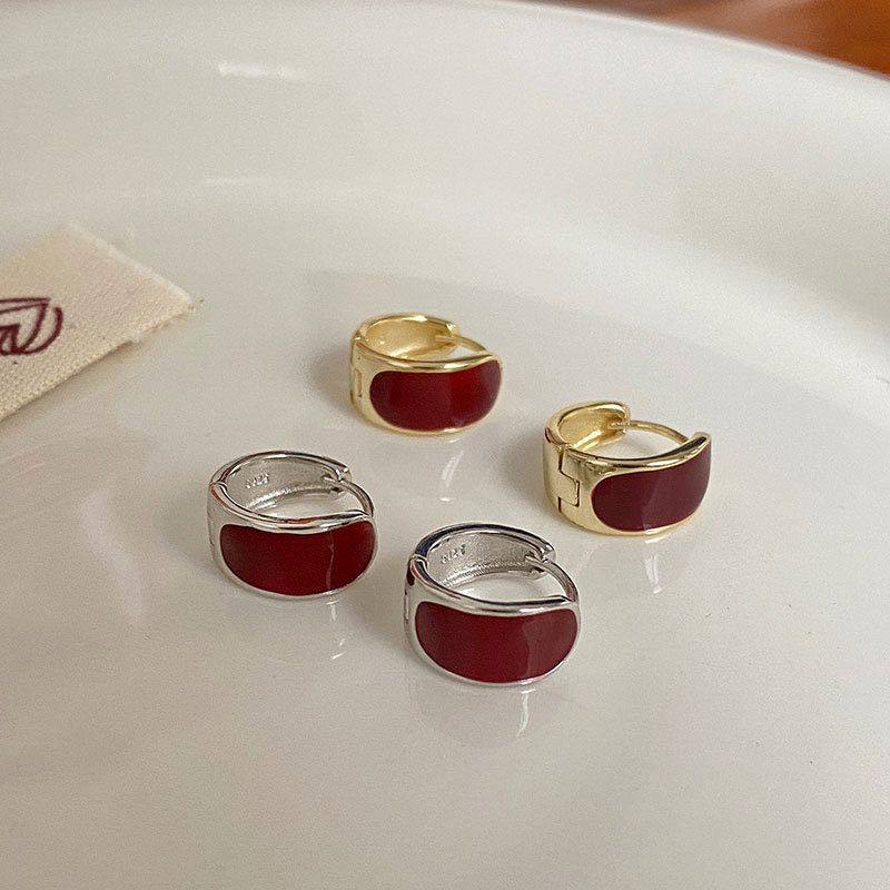 乾佳s925纯银秋冬百搭耳扣复古滴胶红色耳扣本命年新年喜庆耳环潮,饰品/流行首饰/时尚饰品新,银饰配件,淘宝优惠券,粉丝福利购,淘宝优惠卷