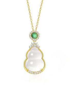 S925纯银项链女轻奢时尚百搭玉髓葫芦配饰新中式礼物抖音快手直播