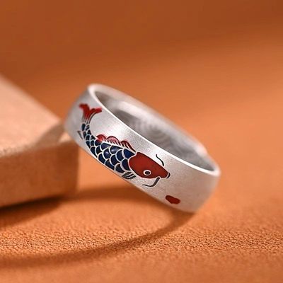 【锦鲤】足银9999复古珐琅戒指