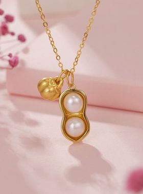 s925纯银好事花生简约高级感项链天然珍珠花生女生锁骨链厂家直销