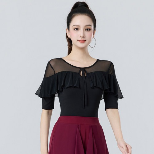 拉丁舞服装上衣舞蹈练功服上衣
