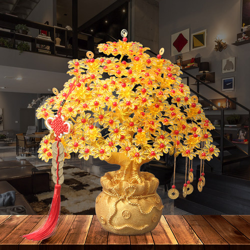 diy发财树客厅盆景工艺品珠子