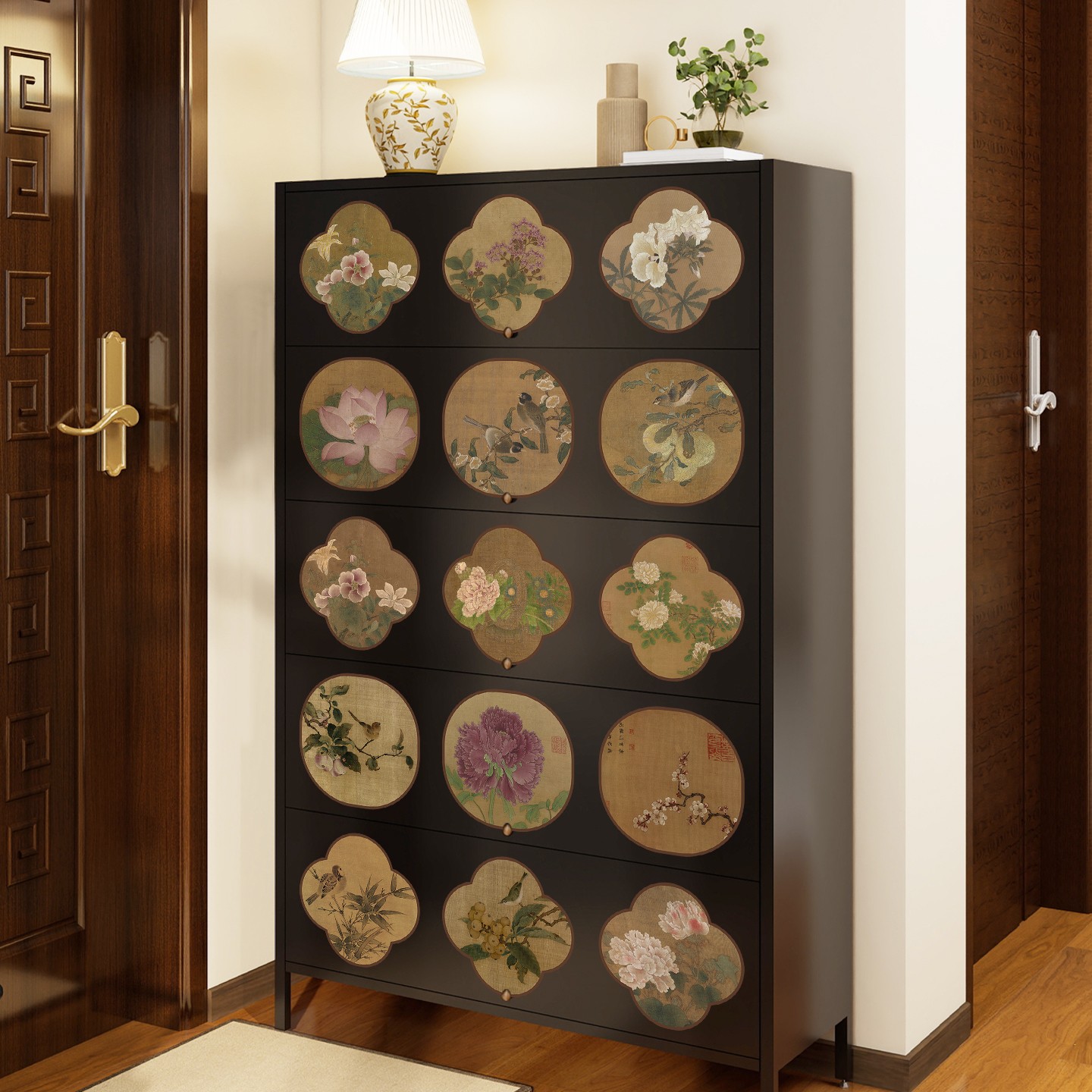 中古风入户门鞋柜收纳一体