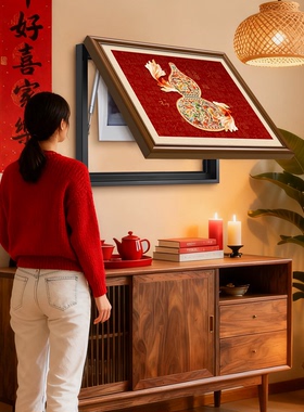 福禄葫芦入户电表箱遮挡盒装饰画新中式多媒体盒挂画红色电闸壁画