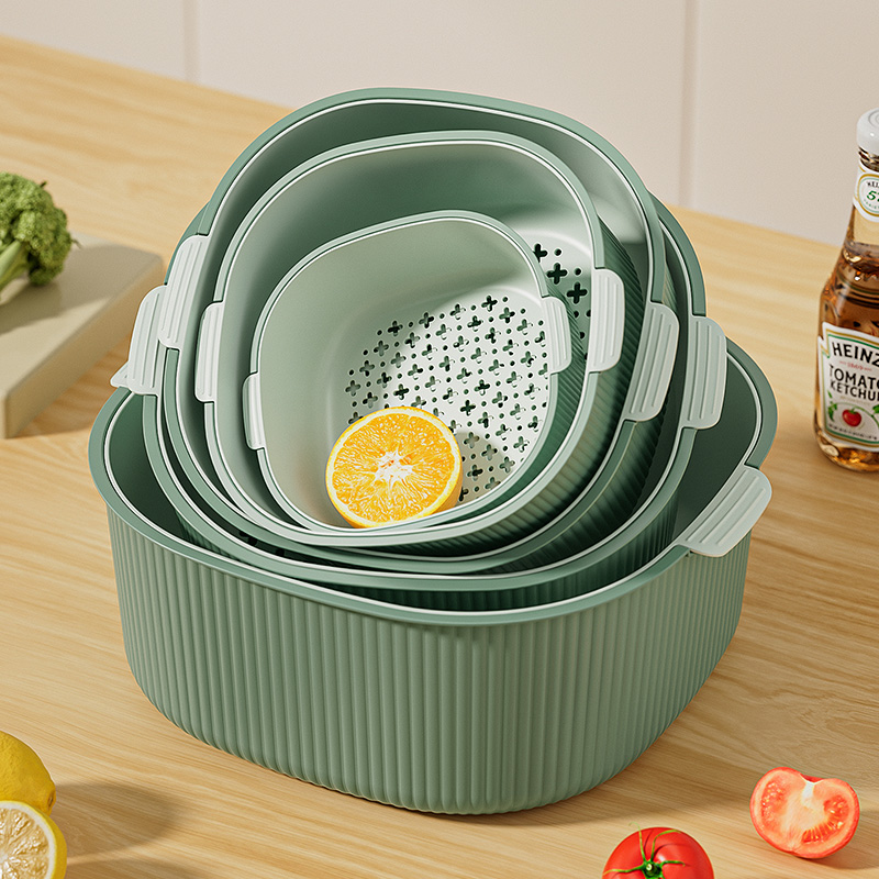 双层洗菜盆沥水篮厨房大号圆形洗菜篮家用淘米漏盆菜篮子洗水果筐