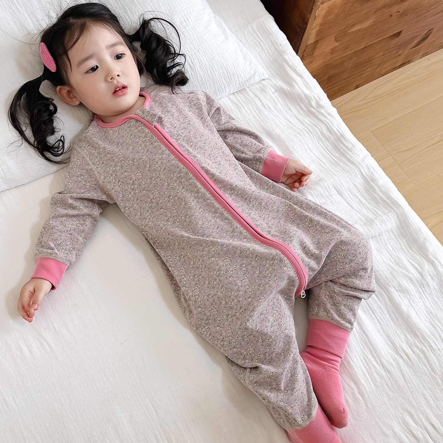 女童连体睡衣纯棉秋冬季儿童睡袋