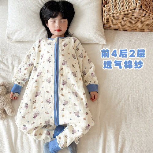 宝宝连体睡衣纯棉纱布透气春夏季