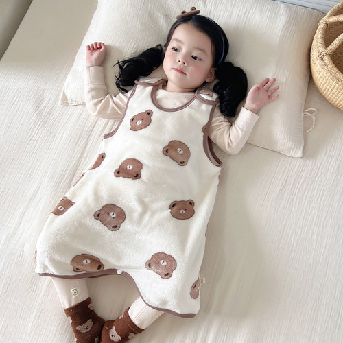宝宝无袖法兰绒睡袋防踢护肚子
