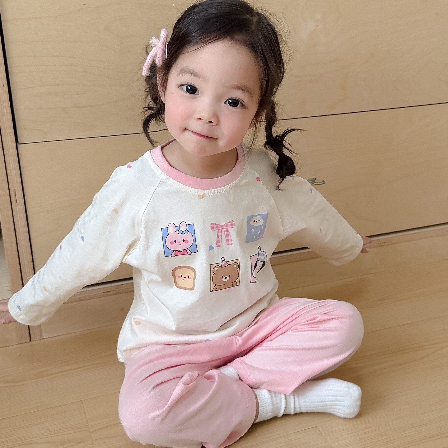 儿童睡衣女童春季纯棉分体家居服长袖空调服宝宝夏季薄款套装女孩