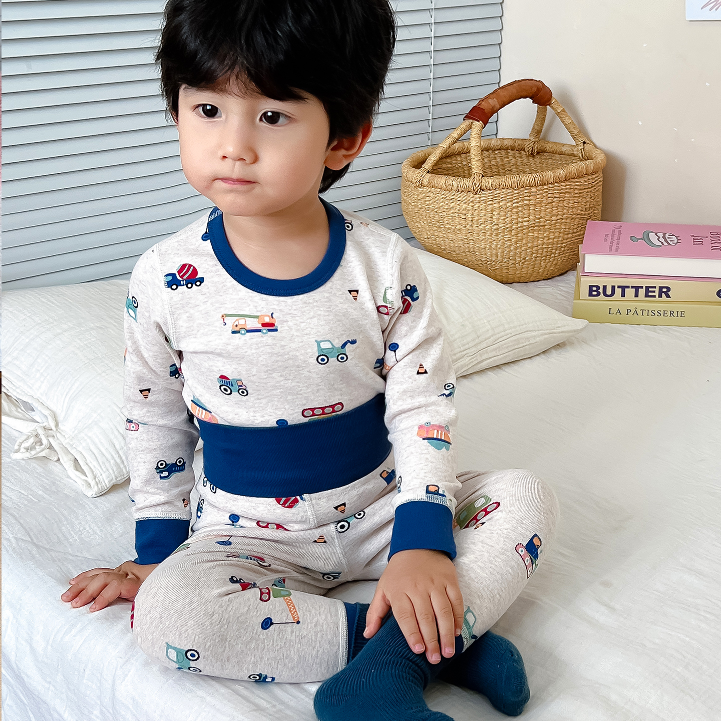 婴儿秋衣纯棉秋冬高腰护肚子套装