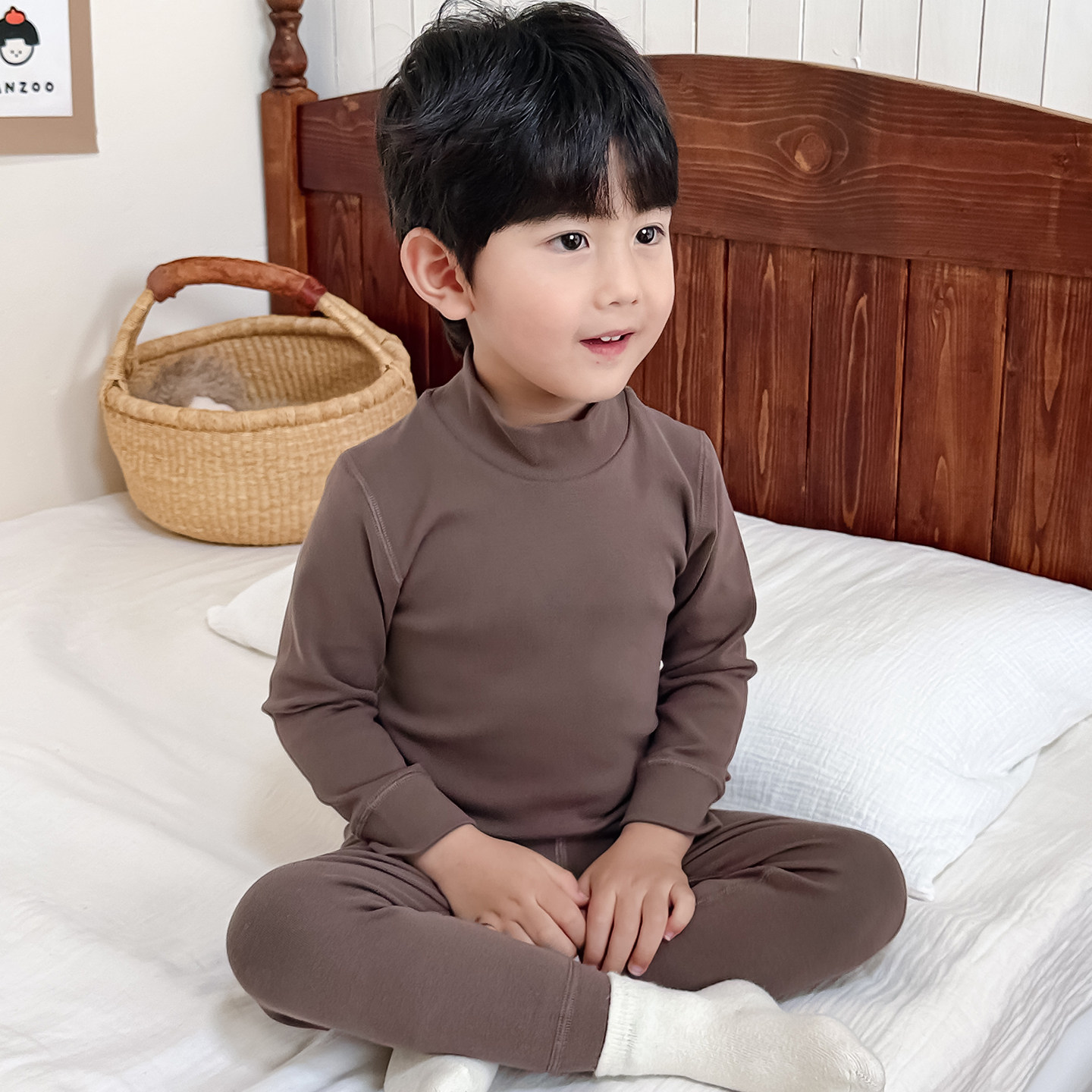 男宝宝保暖家居服男童睡衣分体式