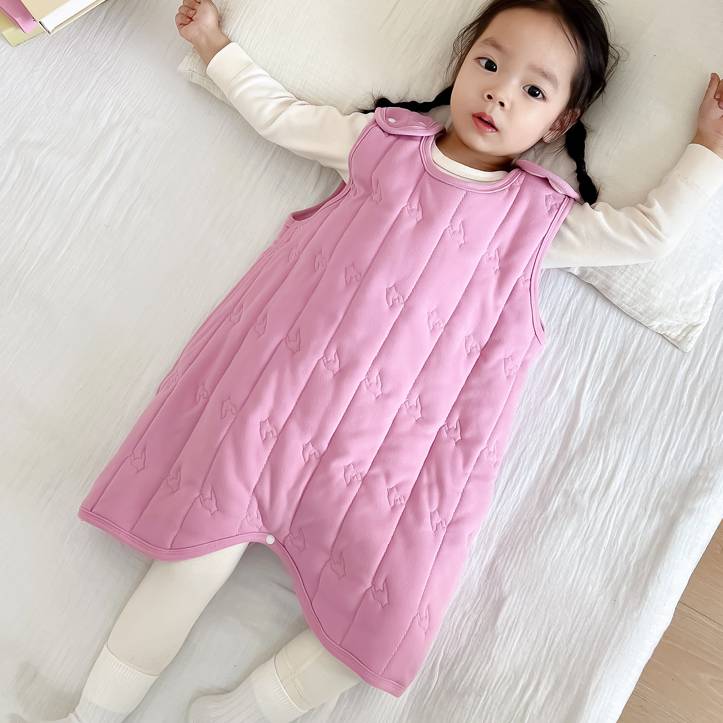 儿童加厚背心式睡袋婴儿秋冬睡觉护肚宝宝无袖春秋款防踢被紫冬季