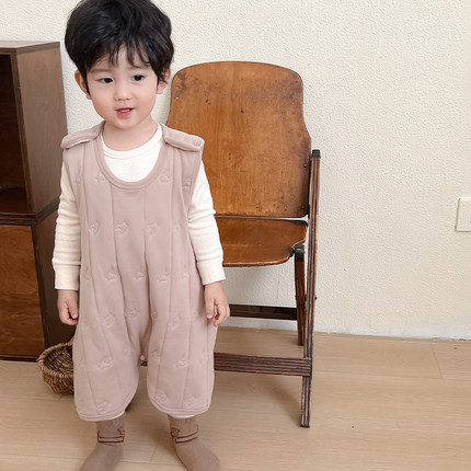 宝宝背心式睡袋秋冬季加厚夹棉婴儿防踢被子神器男童睡袍儿童睡衣