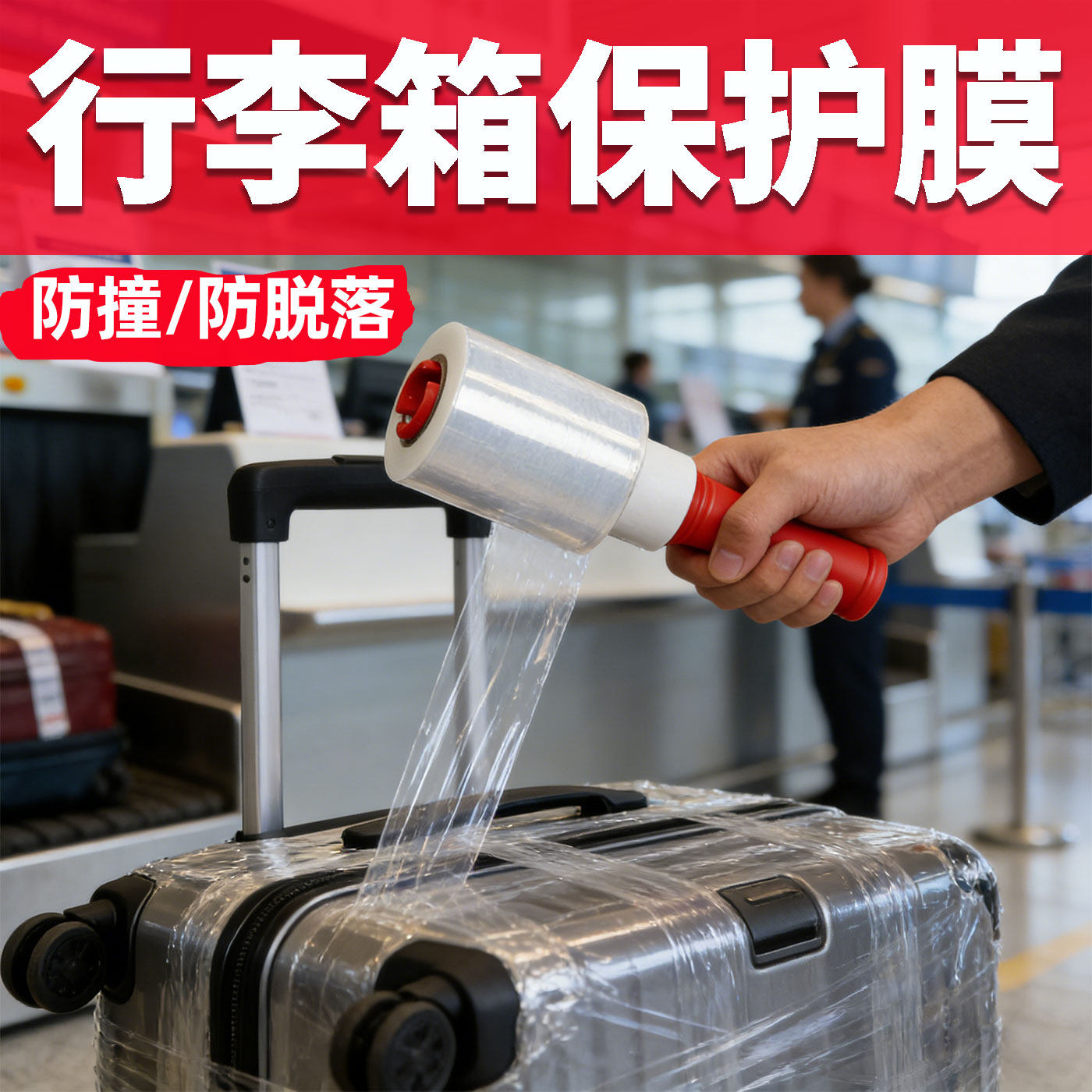 托运行李箱保护膜防刮膜拉杆箱透明塑封薄膜旅行箱包装隔脏缠绕膜