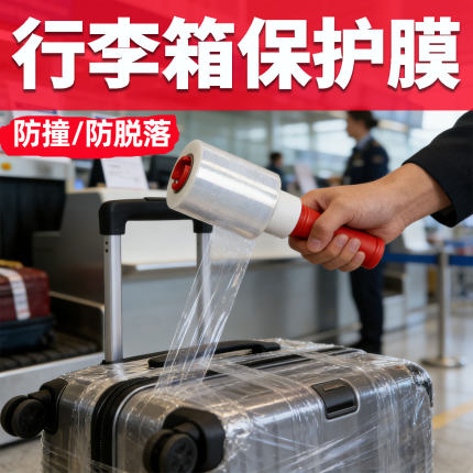 托运行李箱保护膜防刮膜拉杆箱透明塑封薄膜旅行箱包装隔脏缠绕膜
