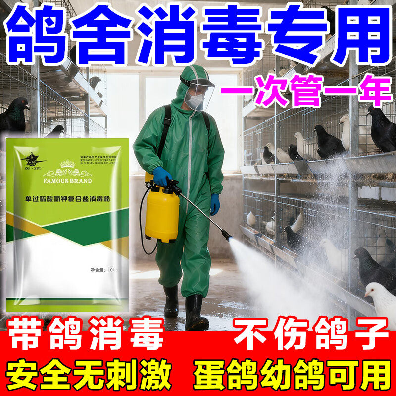 鸽舍消毒液鸽子棚消毒养殖场专用带鸽杀菌消毒不伤禽过硫酸氢钾