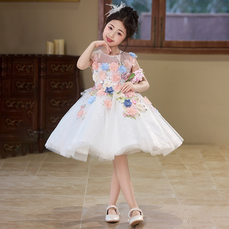 花仙子超仙儿童礼服夏季无袖高端小女孩生日公主裙钢琴演出服纱裙