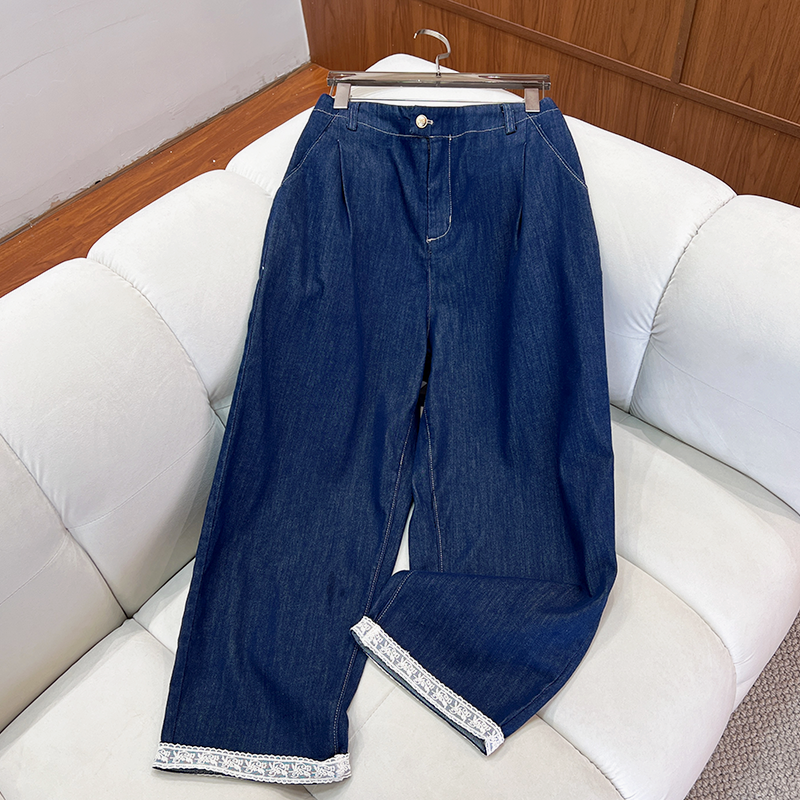 必魅大码软牛仔裤2025夏季新款松紧腰哈伦裤百搭减龄女裤22152
