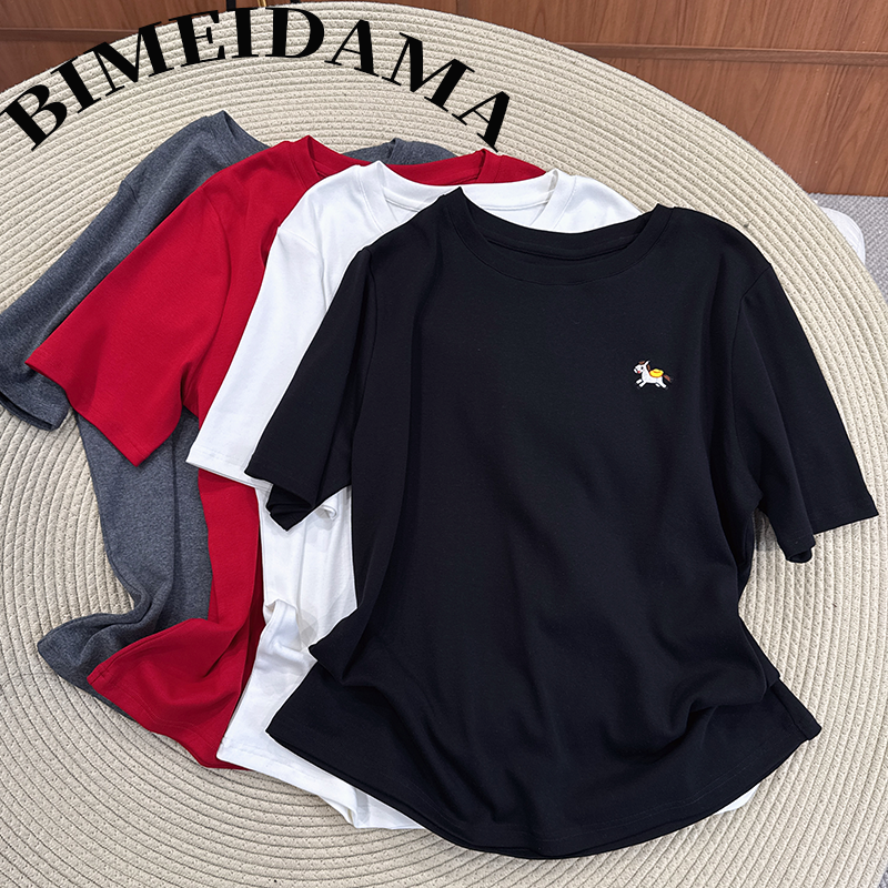 必魅-2026秋冬新款时尚简约休闲短袖T恤显瘦弹力刺绣上衣59887,女装/女士精品,T恤,淘宝优惠券,粉丝福利购,淘宝优惠卷