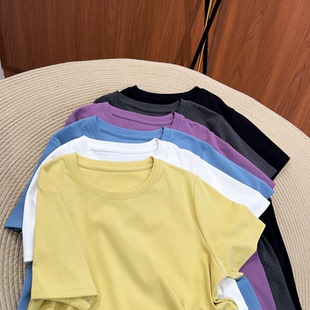 韩系百搭纯色短袖 新款 T恤休闲简约圆领上衣598836 2026夏季 必魅