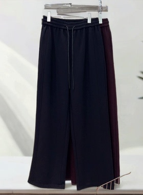 必魅2025秋冬加绒设计感窄版直筒裤显瘦时尚大码女装阔腿裤99072