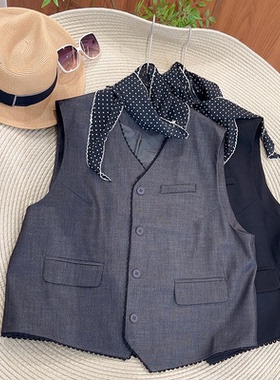 必魅-2026夏法式蕾丝花边西装马甲背心洋气减龄外搭坎肩上衣55566