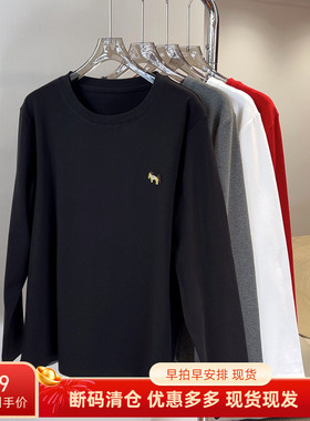 必魅-2025冬季新款韩系加绒显瘦百搭小马刺绣长袖T恤上衣65557