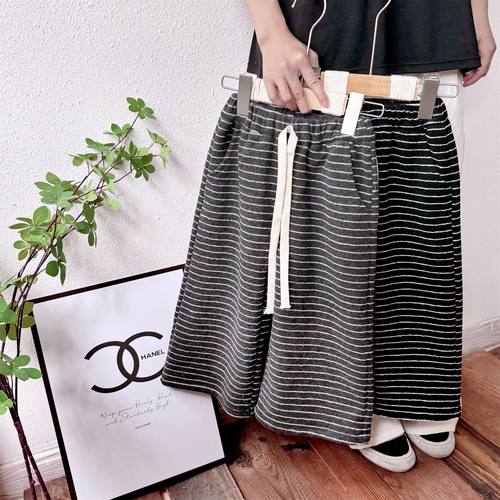 韩版儿童条纹加绒休闲裤子