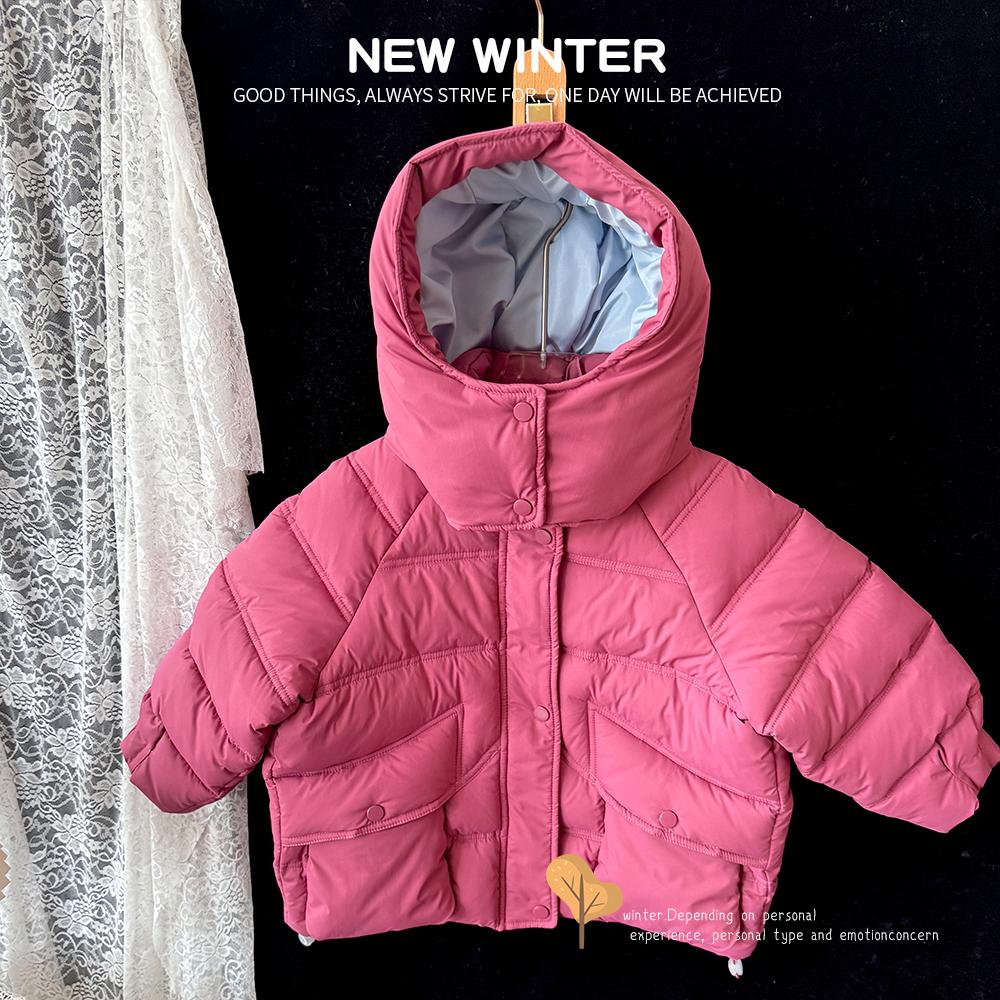 韩版儿童字母加厚棉衣2024冬装洋气保暖外套女童防风加棉宽松棉袄