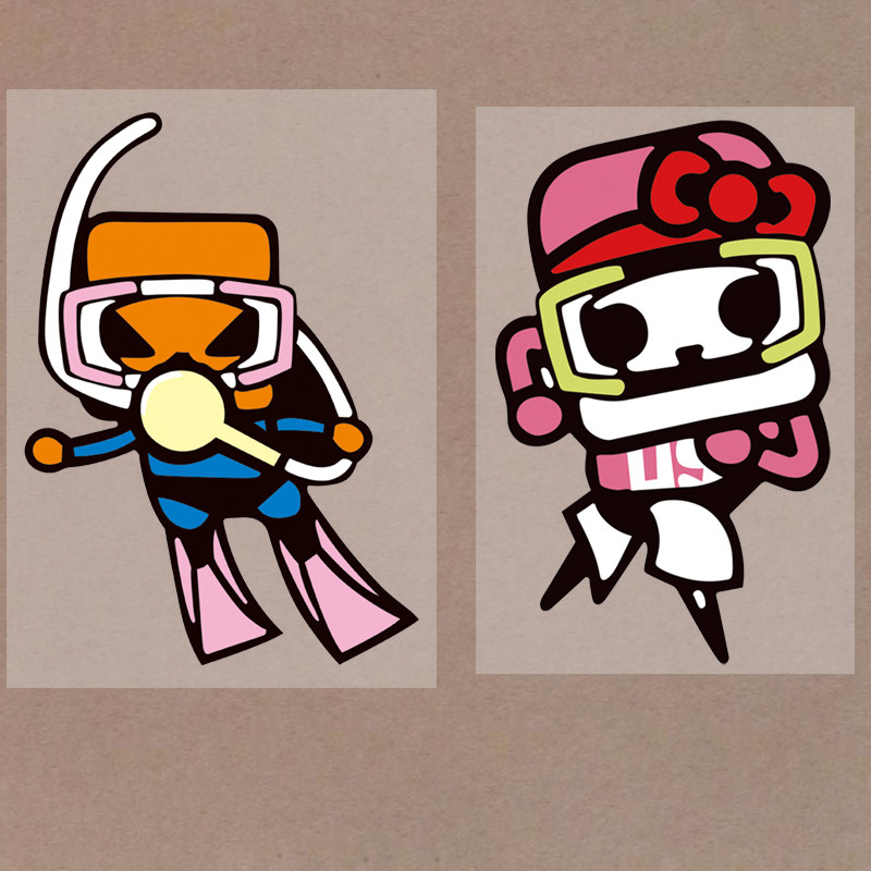 热转印烫画卡通情侣服装个性胶片印花跑男潜水同款过粉A级耐水洗