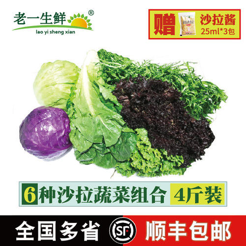 沙拉蔬菜组合4斤赠沙拉酱新鲜混合生菜色拉健身轻食套餐西餐沙拉