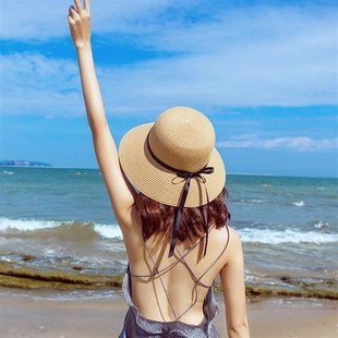 百搭大檐太陽帽 沙灘帽子女夏天海邊度假草帽防曬遮陽出游旅游韓版