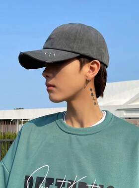 帽子男女潮夏天破边复古日系软顶棒球帽遮阳帽韩版休闲百搭鸭舌帽