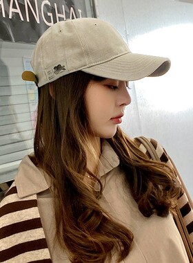 日系棒球帽女夏季布标复古软顶小众纯色男韩版ins遮阳帽子鸭舌帽