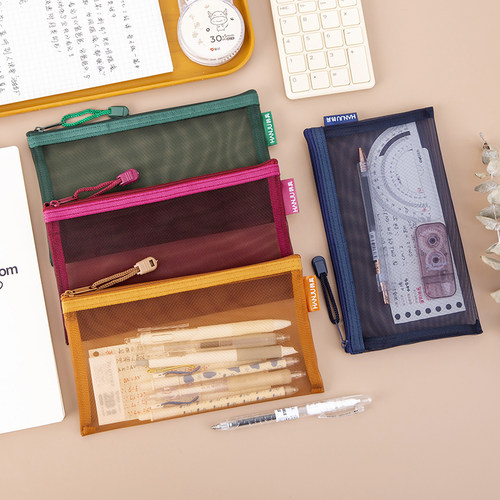 高颜值透明大容量ins笔袋网纱