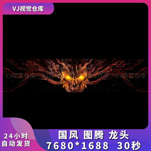 中国风图腾花纹龙头VJ视频素材