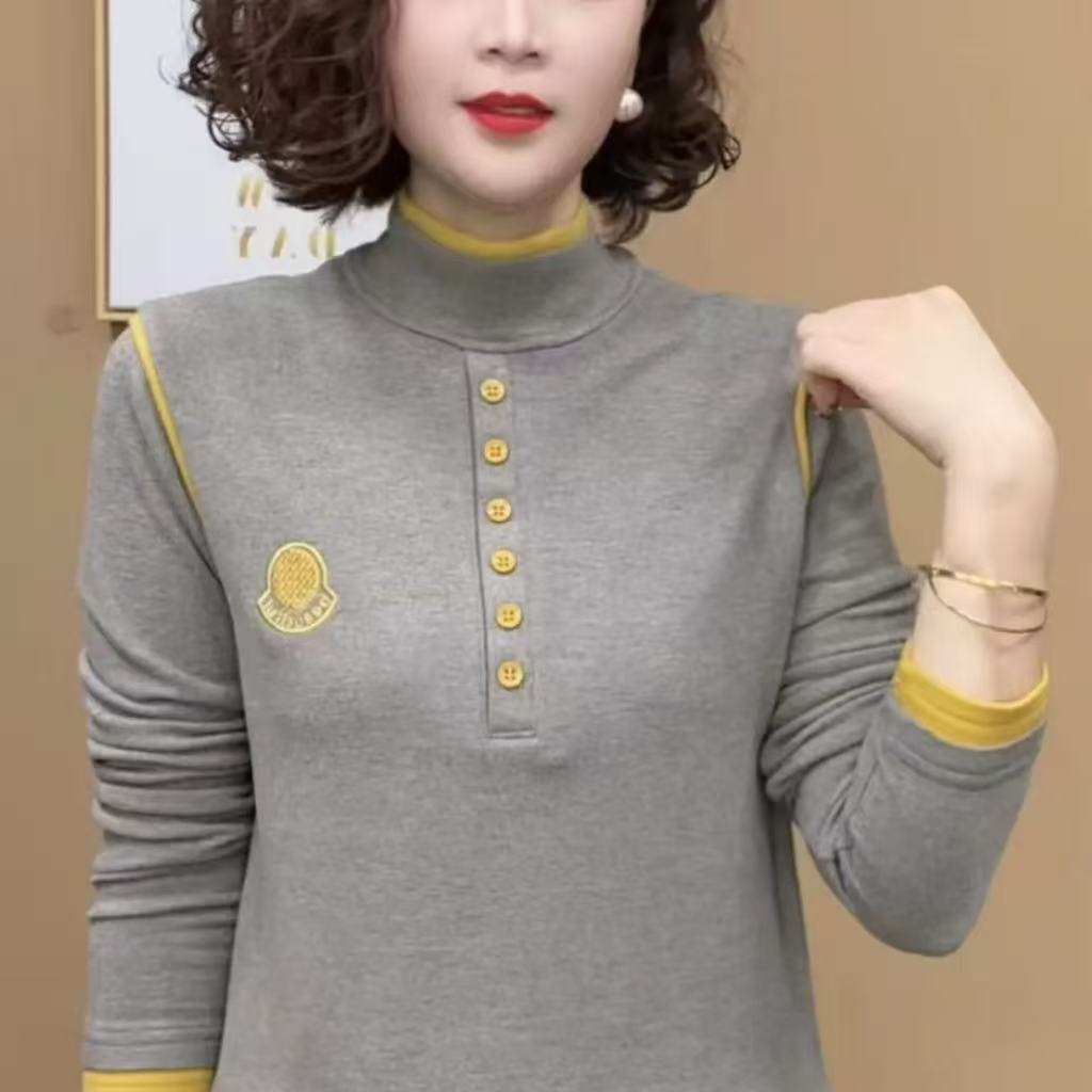 骅伊店铺2025秋冬新款洋气一体绒打底衫气质半高领保暖内搭上衣女