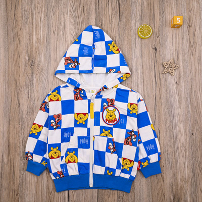 外贸韩单男宝春秋毛线圈休闲外套开衫上衣拉链衫男童连帽长袖卫衣