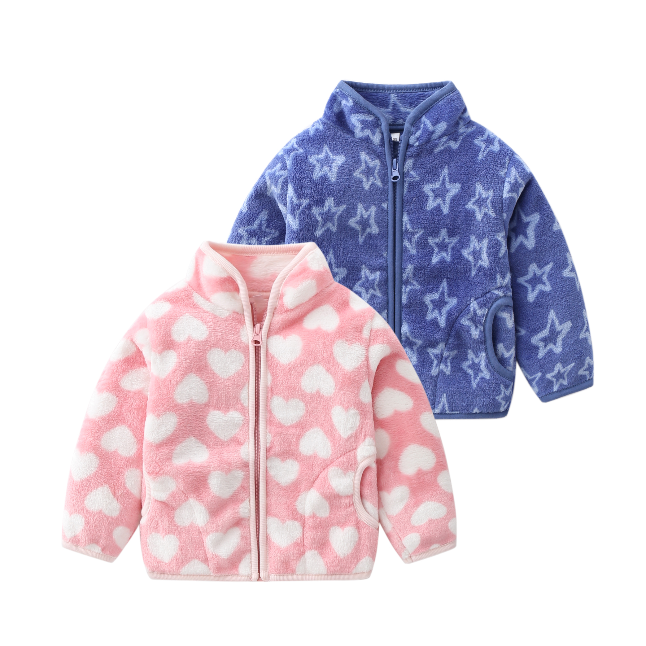 Z外贸欧美 宝宝春秋毛绒外套 男童女宝可爱珊瑚绒开衫绒衫拉链衫