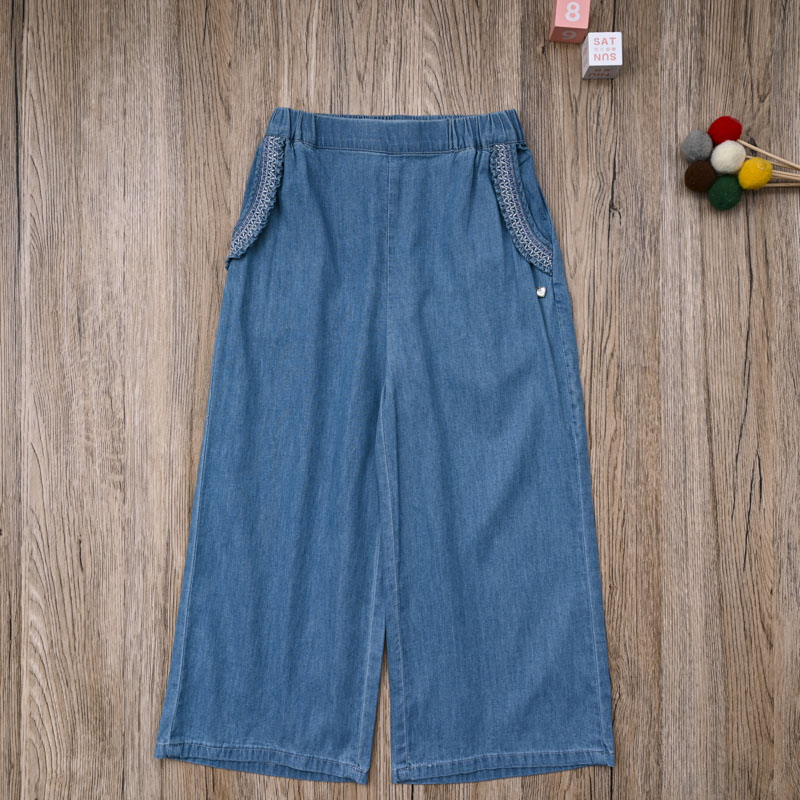 国内单 女宝春夏款薄牛仔裤 女童可爱休闲裤百搭柔软长裤子直筒裤