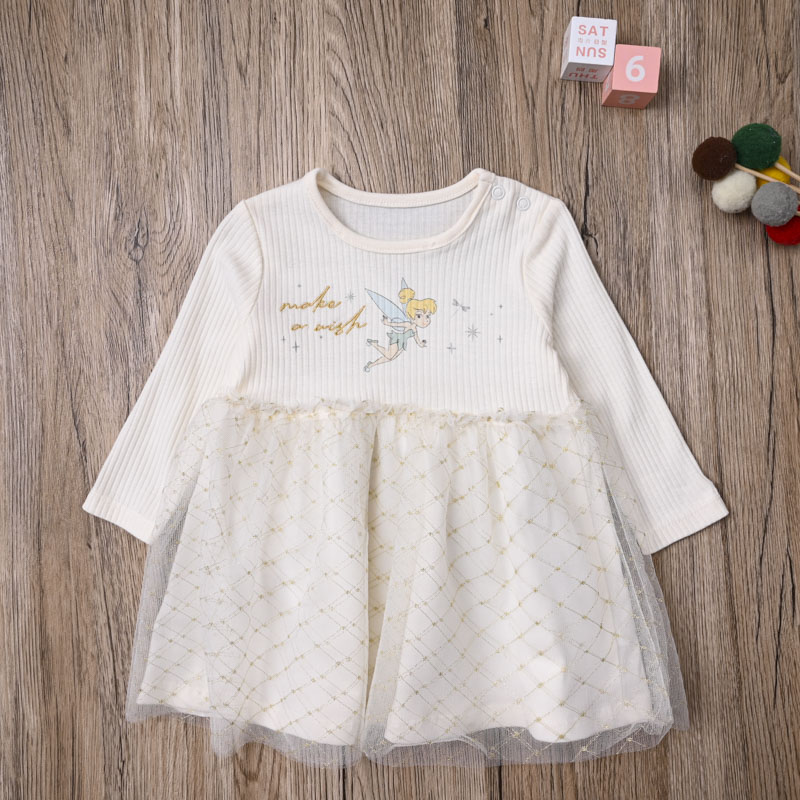 外贸欧美 春秋女宝纯棉长袖公主裙 婴儿卡通拼接纱裙子可爱连衣裙