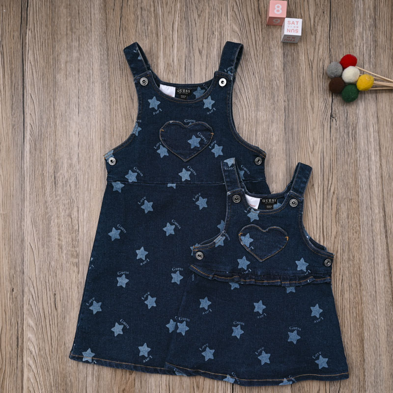 GU外贸欧美 女宝春秋夏款吊带牛仔裙休闲连衣裙 女童甜美背心裙子