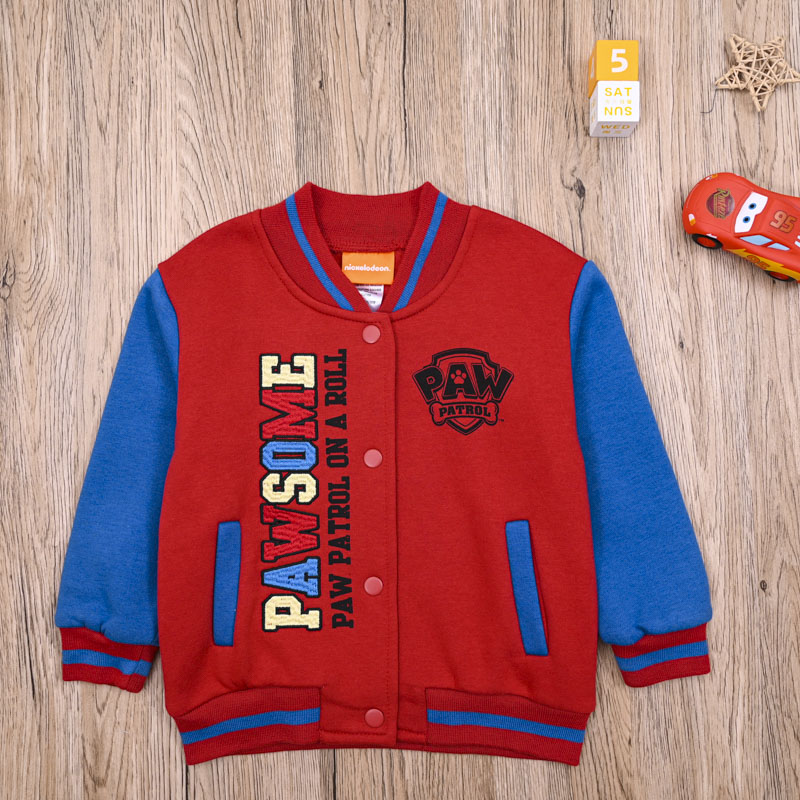 W外贸欧美 男宝春秋加绒衫长袖休闲卡通开衫外套 男童帅气棒球服