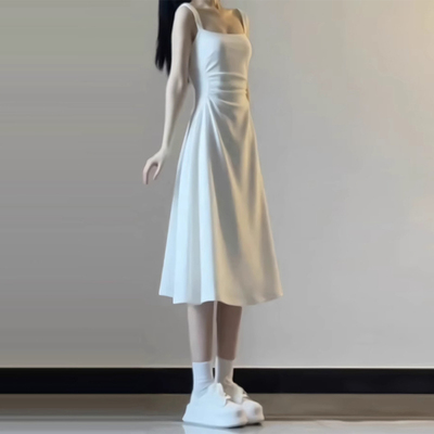 白色吊带连衣裙女夏季202